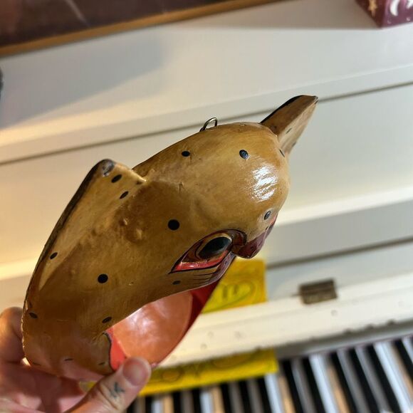 Vintage 90s Handcrafted Wooden Whismsygoth Cat Face Mirror Rare - Picture 10 of 14